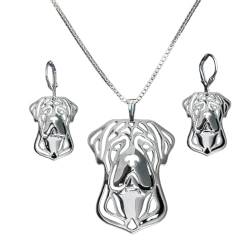 VELUNE Halskette Anhänger Liebhaber-Schmuckset mit Ausschnitten aus Zuckerrohr, Schmuckset mit Hund für Damen Geschenk von VELUNE