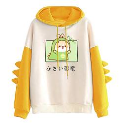 VEMOW Kapuzenpullover Kreativer Süßer Cartoon Hoodies Pullover Damen Sweatshirt Oberteile Bequem Casual Pulli Herbst Winter Langarm Warm Kapuzenpulli Kawaii Dinosaurier Pullover Outwear von VEMOW Damen