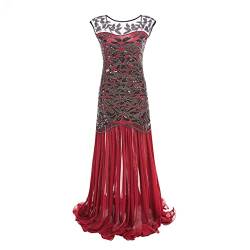 VEMOW 1920er Jahre Great Gatsby Kleid, Damen Abendkleider mit Pailletten Quaste Party Kleid, 1920er Retro Cocktail Stil Flapper Kleid,Festival Bankett Hochzeit Kleider Kostüm Kleid von VEMOW