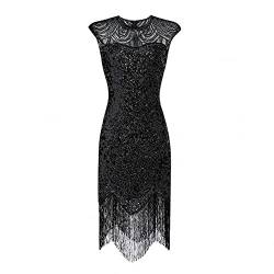 VEMOW 1920er Jahre Great Gatsby Kleid, Damen Abendkleider mit Pailletten Quaste Party Kleid, 1920er Retro Cocktail Stil Flapper Kleid,Festival Bankett Hochzeit Kleider Kostüm Kleid von VEMOW