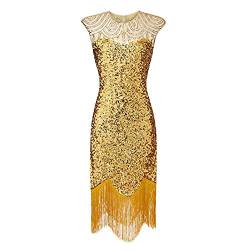 VEMOW 1920er Jahre Great Gatsby Kleid, Damen Abendkleider mit Pailletten Quaste Party Kleid, 1920er Retro Cocktail Stil Flapper Kleid,Festival Bankett Hochzeit Kleider Kostüm Kleid von VEMOW