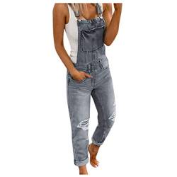 VEMOW Latzhose Damen Retro Jeanshose Trägerhose Sommer Ärmellos Loose Overall Jumpsuit Loch Jeans Lange Hose Elegante Täglich Baggy Lang Strampler Rompers Jeanshose von VEMOW