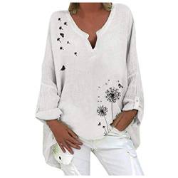 VEMOW Sommer Herbst Elegant Damen Oberteil Langarm O Neck Printed Flared Floral Beiläufig Täglich Geschäft Trainieren Tops Tunika T-Shirt Bluse Pulli(A2-Rot, 52 DE / 5XL CN) von VEMOW