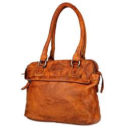 VEN-TOMY • Damen Umhängetasche aus hochwertigem Waschleder Leder Handtaschen VT416 (Cognac) von VEN-TOMY