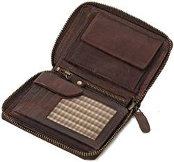 Ven Tomy Kleine Geldbörse Brieftasche für Damen und Herren Leder klein Vintage Dunkelbraun von VEN TOMY