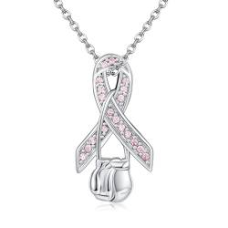Brustkrebs Kette 925 Sterling Silber Brustkreb Anhänger Halskette Awareness Survivor Schmuck Geschenk für Damen von VENACOLY