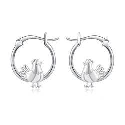Huhn Ohrringe 925 Sterling Silber Huhn Creolen Ohrringe Tier Huhn Schmuck Geschenk für Damen von VENACOLY