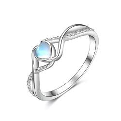 Infinity Ringe für Damen Mondstein 925 Sterling Silber Unendlichkeit Liebe Damenringe Schmuck Geschenk für Damen Frauen Größ O von VENACOLY