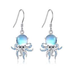 Oktopus Ohrringe 925 Sterling Silber Mondstein Krake Ohrhänger Ozean Schmuck Geschenk für Damen von VENACOLY