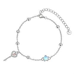 VENACOLY 21. Geburtstag Armband Sterling Silber Schlüssel Mondstein Stern Anhänger 21. Geburtstag Schmuck Geschenke für Ihre Tochter Frauen von VENACOLY