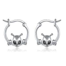 VENACOLY Alien Ohrringe 925 Sterling Silber Weltraum Hoop Ohrringe Lustiger Alien Schmuck Geschenke für Frauen und Mädchen von VENACOLY