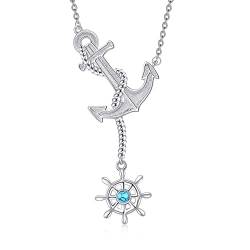 VENACOLY Anker Kette 925 Sterling Silber Anker Anhänger Halskette Nautische Schmuck Geschenk für Damen von VENACOLY