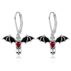 VENACOLY Fledermaus Ohrringe 925 Sterling Silber Totenkopf Ohrringe Goth Halloween Ohrringe Schmuck Geschenke für Frauen von VENACOLY