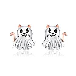 VENACOLY Halloween Ohrringe Sterling Silber Geist Katze Ohrstecker Halloween-Schmuck für Frauen Mädchen von VENACOLY