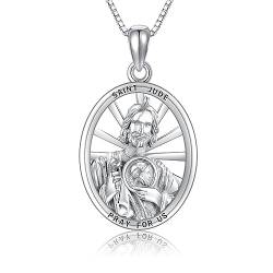 VENACOLY Heilige Judas Kette 925 Sterling Silber Saint Jude Anhänger Halskette Heligiös Schmuck Geschenk für Damen von VENACOLY