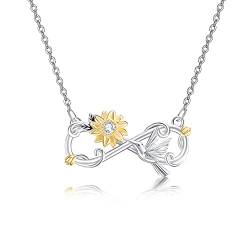 VENACOLY Hummingbird Halskette 925 Sterling Silber Infinity Sonnenblume Halskette Hummingbird Schmuck Geschenke für Frauen und Mädchen von VENACOLY