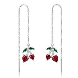 VENACOLY Kirschohrringe 925 Sterlingsilber Lustige Obsthänger-Ohrringe Kirschschmuck Geschenke für Frauen Mädchen von VENACOLY