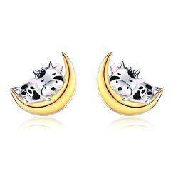 VENACOLY Kuh Ohrringe 925 Sterling Silber Niedliche Tier Ohrringe Kuh Schmuckgeschenke für Frauen und Mädchen von VENACOLY