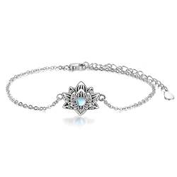 VENACOLY Lotus-Armband Sterling Silber Mondstein Armband für Frauen Lotus-Armband Schmuck Geschenke für Frauen von VENACOLY