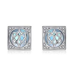 VENACOLY Mondstein Ohrstecker Sterling Silber Keltischer Knoten Quadratische Ohrringe Schmuck Geschenke für Frauen Mädchen von VENACOLY