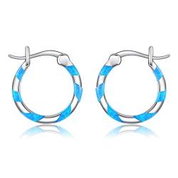 VENACOLY Opal-Reifen-Ohrringe Sterling Silber Blau Opal Spirale Hoop Ohrringe Schmuck Geburtstag Geschenk für Frauen Mädchen von VENACOLY