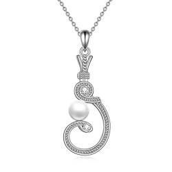 VENACOLY Perlenkette Sterling Silber Keltischer Knoten Anhänger Halskette Weihnachten Süßwasser Perlenschmuck Geschenke für Frauen und Mädchen von VENACOLY