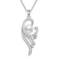 VENACOLY Phoenix Schwanz Halskette Sterling Silber Perle Anhänger Halskette Phoenix Federschmuck Geschenke für Frauen von VENACOLY