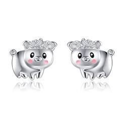 VENACOLY Schwein Ohrringe aus 925er Sterling Silber Niedliche Tierstecher Ohrringe Schwein Schmuck Geschenke für Schweinliebhaber Frauen Mädchen von VENACOLY