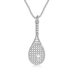 VENACOLY Tennis-Halskette Sterling Silber Perle Anhänger Halskette Sport-Schmuck Geschenke für Frauen Tennis-Liebhaber von VENACOLY