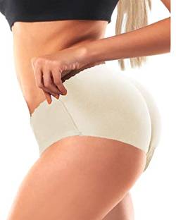 VENDAU Gefälschte Po-Pads für Frauen, größerer Po, gepolsterte Unterwäsche, Butt Enhancer, Unterwäsche, Shaper Butt Lifter Panties Hip Shapewear, beige, Small von VENDAU