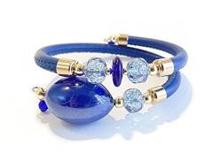 VENEZIA CLASSICA - Damen-Armband mit Perle aus original Muranoglas und echtem toskanischem Leder, zweifach gewickelt, Kollektion Gloria, Glas Leder von VENEZIA CLASSICA