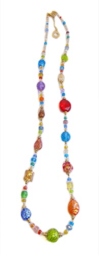 VENEZIA CLASSICA - Damen-Halskette mit Perlen aus Muranoglas, Kollektion Ginger, mehrfarbig, mit Silber und Blattgold, Made in Italy von VENEZIA CLASSICA