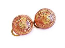 VENEZIA CLASSICA - Damen-Ohrringe aus Muranoglas mit Blatt aus Gold, Modell Cabochon, Clipverschluss von VENEZIA CLASSICA