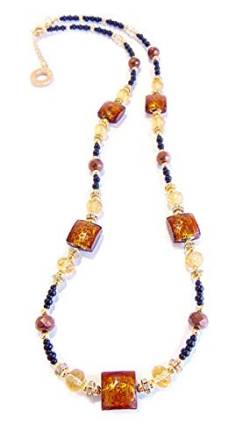 Venezia Classica - Damen-Halskette mit Perlen aus Muranoglas, Kollektion Lily, Braun und Schwarz mit Blattgold 24 kt, Made in Italy von VENEZIA CLASSICA