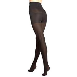 VENEZIANA NUOVA Slim Support Shaping Strumpfhosen Damen 30 DEN - Matte Kompressionsstrumpfhose Damen - Bauchweg Strumpfhosen Damen - Bauch Beine Po Strumpfhose Ohne Laufmaschen - Schwarz - L von VENEZIANA NUOVA