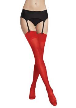 VENEZIANA NUOVA Strapsstrümpfe Dicke 15 Den - Halterlose Strümpfe für Damen Straps, Strümpfe Damen Stockings - Strümpfe Halterlos, Lingerie (Rot, XL) von VENEZIANA NUOVA