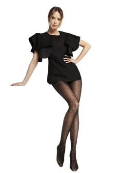 VENEZIANA NUOVA Strumpfhosen Damen Schwarz Dots, Sexy Strumpfhose Mit Punkten - Made in Italy - Elegante Strumpfhose mit Muster - Größe M von VENEZIANA NUOVA