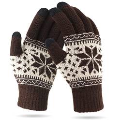VENI MASEE Kerstmis Lover Snowprint Keep Warm Iphone Touch Screen handschoenen, 3005_damen Braun, 20cm von VENI MASEE