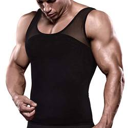 VENI MASEE Schlankes Herren-Kompressionsshirt zum Verstecken von Gynäkomastie und Moobs Brust Slimming Body Shaper Unterhemd (XL, Schwarz (Gynecomastia)) von VENI MASEE