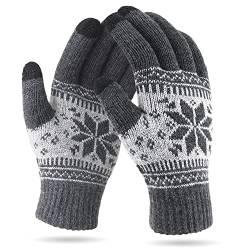 VENI MASEE Winter Touch Screen Snowflower Print Gloves Keep Warm for Men and Women (WDarkgrey) von VENI MASEE