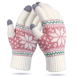 VENI MASEE Winter Touch Screen Snowflower Print Gloves Keep Warm for Men and Women (WWhite) von VENI MASEE