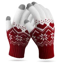 VENI MASEE Winter Touchscreen Handschuhe Schnee Blume Druck halten warm für Frauen und Männer - Damen Lieberot,20cm von VENI MASEE