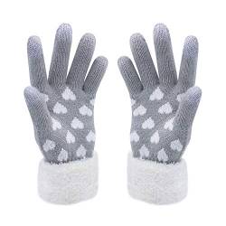 VENI MASEE Winter Touchscreen Handschuhe Schnee Blume Druck halten warm für Frauen und Männer Grey 20cm von VENI MASEE