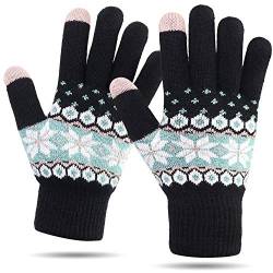 VENI MASEE Winter Touchscreen Handschuhe Warm Thermo Weiches Futter Elastische Manschette für Damen, Schwarze Frauen, One size von VENI MASEE