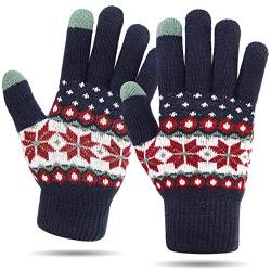 VENI MASEE Winter Touchscreen Handschuhe Warm Thermo Weiches Futter Elastische Manschette für Damen, marineblau, One size von VENI MASEE