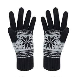 Winter-Touchscreen-Handschuhe, Schneeblumen-Druck, hält warm für Damen und Herren, A1-womenblack, 20 cm von VENI MASEE