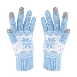 Winter-Touchscreen-Handschuhe, Schneeblumen-Druck, hält warm für Damen und Herren, A1-womenblue, 20 cm von VENI MASEE