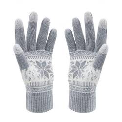 Winter-Touchscreen-Handschuhe mit Schnee-Blumendruck, halten warm für Damen und Herren, A1-Mengrey, 22 cm von VENI MASEE