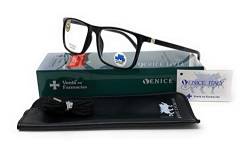 Blaulichtfilter lesebrille anti blaulicht. Computerbrille TRIPLE TR90 ULTRALEICHT Professional Für herren damen gamer brille venice (+1,00, Schwarz) von VENICE EYEWEAR OCCHIALI