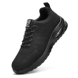 VENROXX Arbeitsschuhe Herren Sicherheitsschuhe Damen Leicht Stahlkappenschuhe rutschfest Atmungsaktiv Sportlich Schutzschuhe, Schwarz, 44 von VENROXX